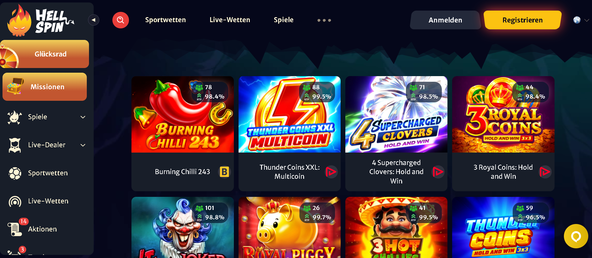 HellSpin, anteprima lobby