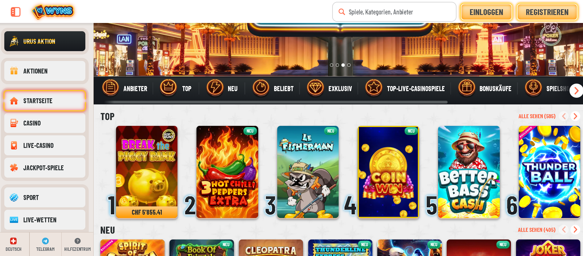 Wyns Casino, anteprima lobby